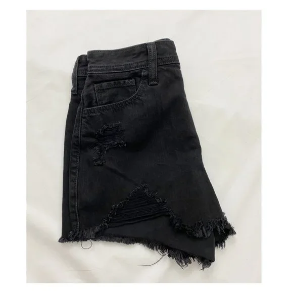Hollister Women’s High Rise Mom Jean Shorts Distressed Black Size 26 - Picture 4 of 9